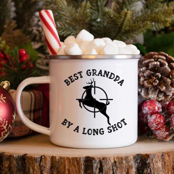 Gift for Grandpa Christmas Hunting | Enamel Camping Mug | Grandpa Hunting Coffee Mug | Hunting Mug Gift for Him | Best Grandpa Mug