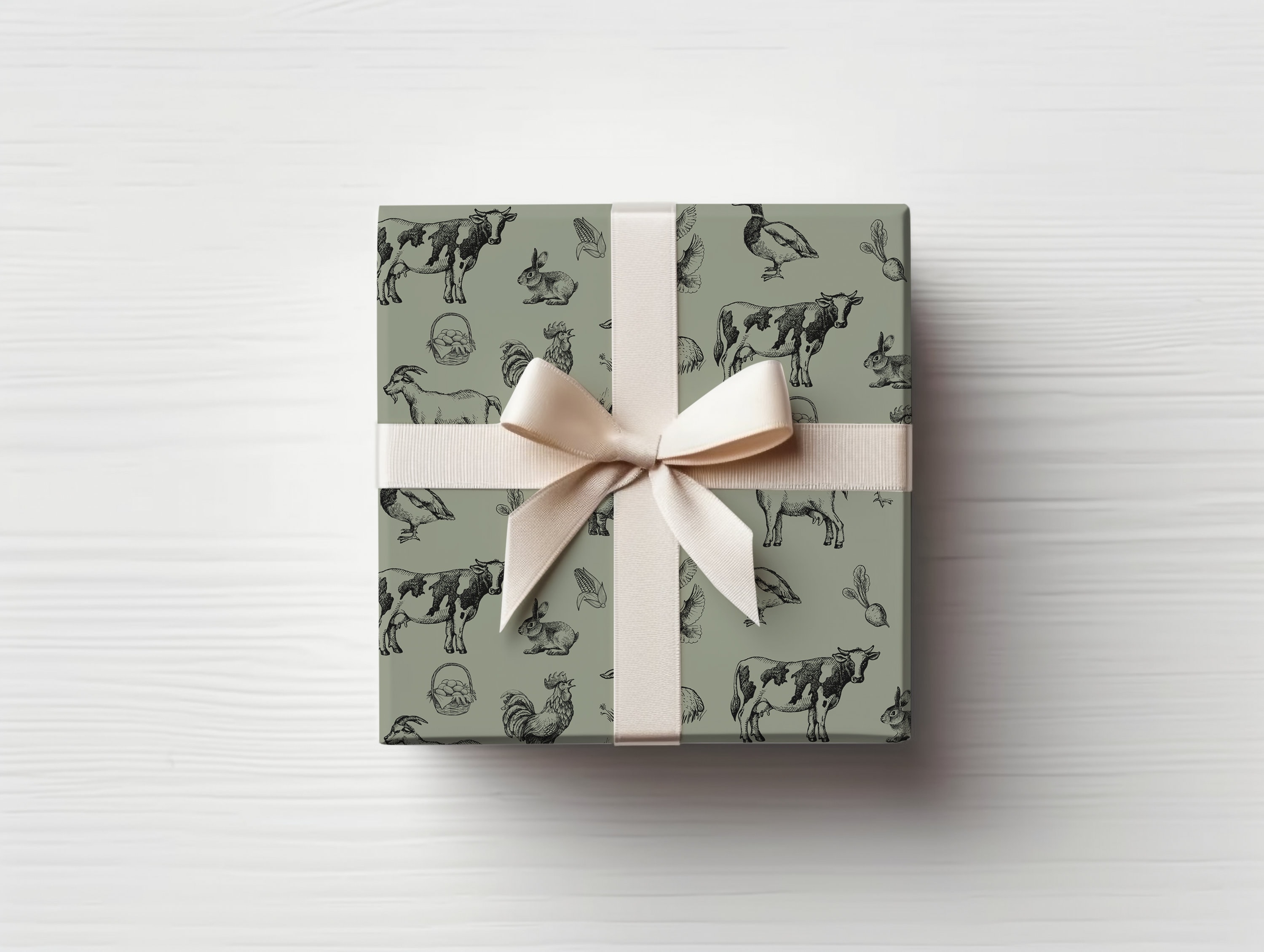 Farm Animals Recycled Wrapping Paper