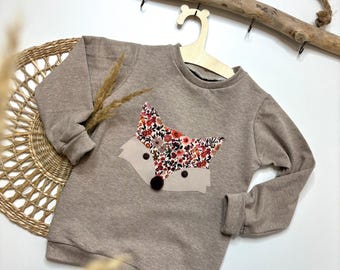 Langarmshirt,  Kinder, Pulli, Pullover, Fuchs, Oberteil, Mädchen beige
