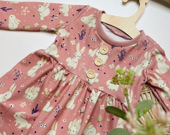 Kleid Hase, Kleid Mädchen, Kleid, Blumenmuster, Outfit Mädchen, Ostern Größe 74