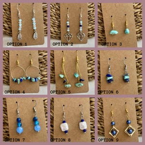 Blue Gemstone Dangle Earrings – Handmade Boho Chic Jewelry with Natural Stones, Gold & Silver Accents