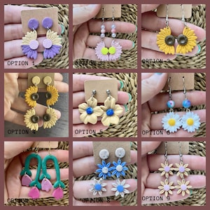 Polymer Clay Daisy Earrings: Stainless Steel Hooks, Floral Statement Jewelry
