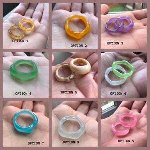 Clearance collection, Colourful Resin rings, Minimalist resin rings, one size rings, Chunky rings, 90s rings, Resin retro rings