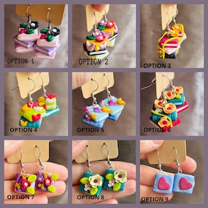 Polymer Clay Book Earrings: Bookstack Floral Jewelry