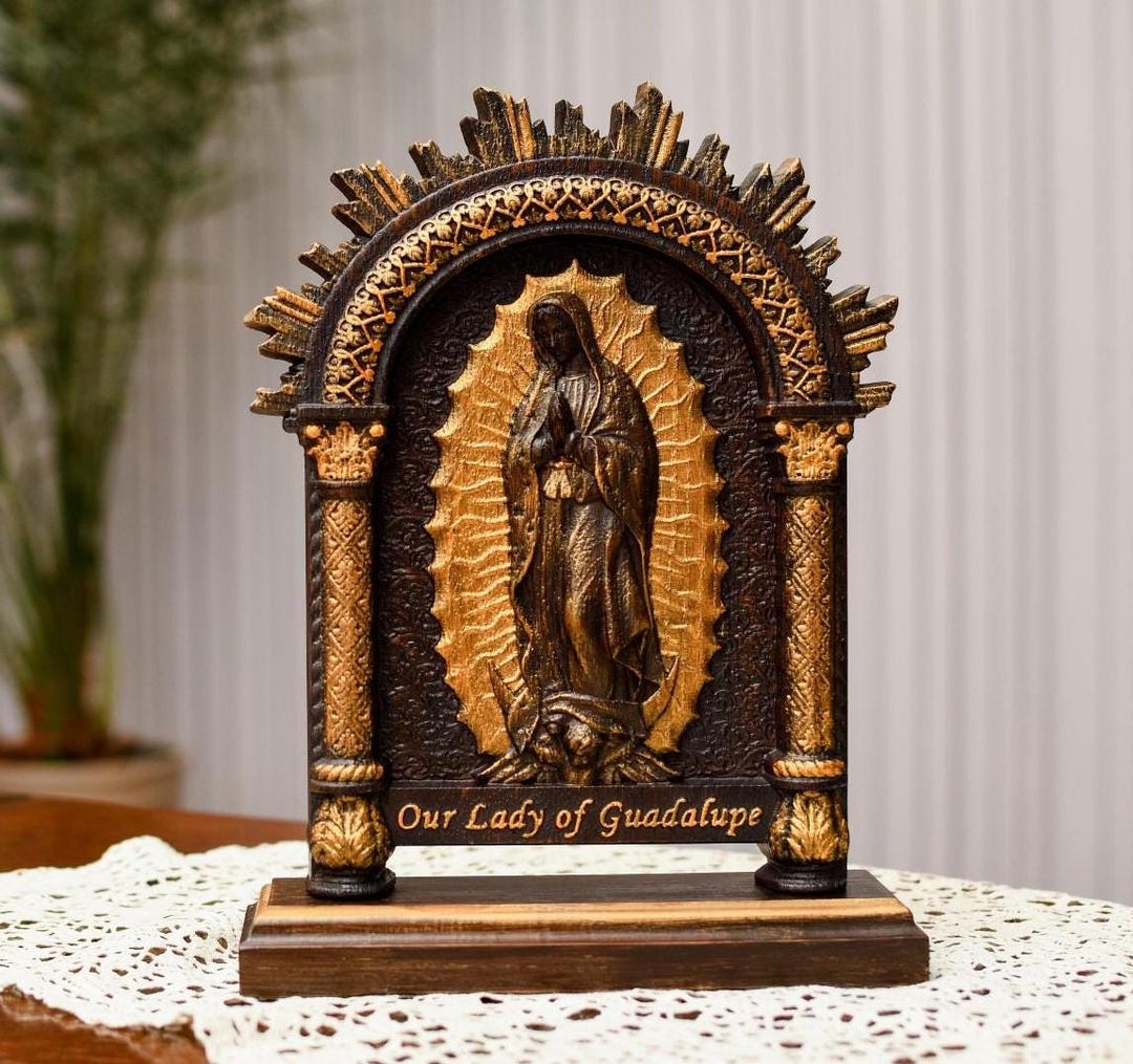 Our Lady of Guadalupe Wooden Icon, Catholic Wall Art, Virgin Mary Decor ...