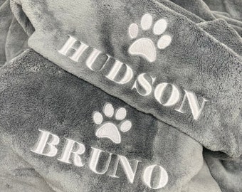 Couverture brodée de luxe personnalisée, chien, chat, couverture en polaire nounours, 3 couleurs disponibles, cadeau pour animal de compagnie, chien, chat, nouvel animal de compagnie
