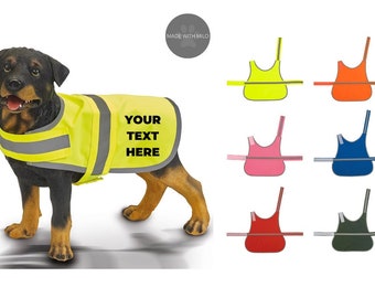 Personalised Dog High Vis Vest Coat Safety Reflective Pet Hi Viz Custom Print Dog Walking Safety Jacket Vest