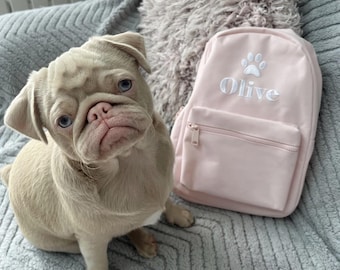 Personalised Embroidered Dog Backpack, Custom Pet Rucksack