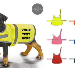 Personalised Dog High Vis Vest Coat Safety Reflective Pet Hi Viz Custom Print Dog Walking Safety Jacket Vest image 1