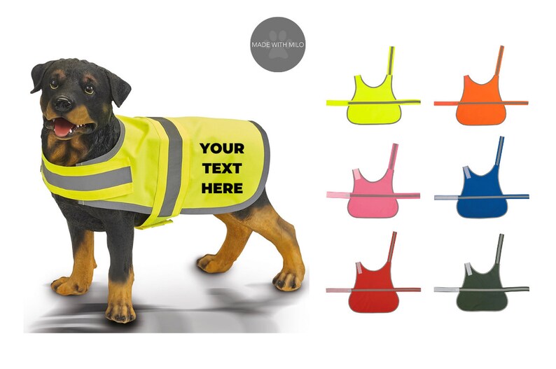 Personalised Dog High Vis Vest Coat Safety Reflective Pet Hi Viz Custom Print Dog Walking Safety Jacket Vest image 1