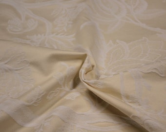 Cream Jacquard Fabric, Medium to heavy weight cotton, Luxurious, Brand New Roll End