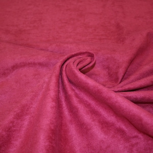 Cranberry Faux Suede Fabric: Double Sided Polyester, Non Fray, Sold by the Metre