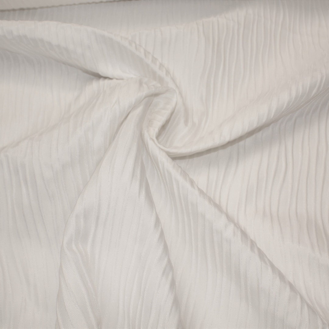 White Rigged Texture Monarque Fabric in White With Ribbed Textured Design, Crisp Texture ...