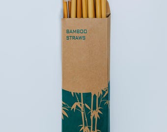 Reusable Bamboo Straws Set, Eco Friendly Drinking Straws, Zero Waste Alternative to Plastic, Sustainable Gift