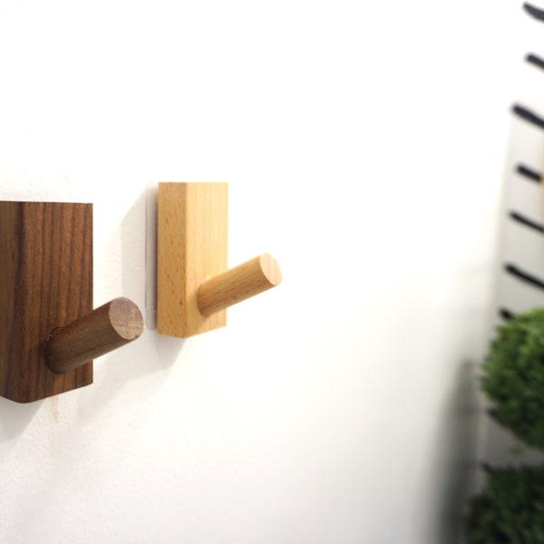 Modern wood wall hooks, contemporary hooks, perfect for coats towels and more