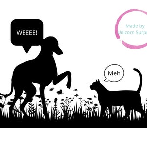Dog and Cat Playing PNG | Kitten and Puppy Friendship Clipart | Canine and Feline Svg Jpg Png Instant Download