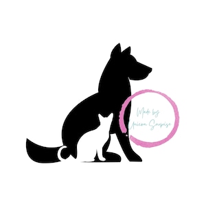 Cat and Dog Silhouette PNG | Dog and Cat Clipart | Kitten and Canine Svg Jpg Png Instant Download
