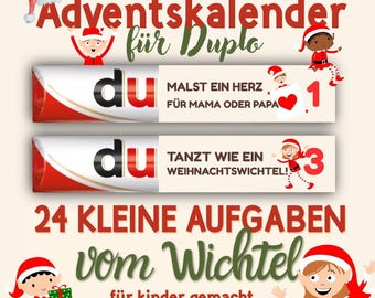 Vorlage Adventskalender für Kinder – 24 Duplo Aufgaben vom Weihnachtswichtel – Lernkalender mit Spaß & Kreativität – PDF zum Ausdrucken
