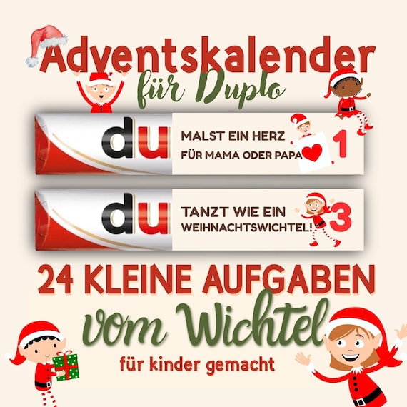 Vorlage Adventskalender für Kinder – 24 Duplo Aufgaben vom Weihnachtswichtel – Lernkalender mit Spaß & Kreativität – PDF zum Ausdrucken