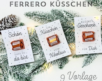 Mini cards for Ferrero Küsschen - Christmas table decoration - St. Nicholas & Christmas - Polka dot design - 9 printable PDF templates