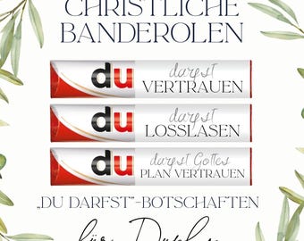 Christliche Duplo Banderolen Vorlage | 36 “Du darfst…” Botschaften | Mutmacher Geschenk | PDF Sofortdownload