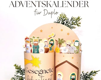 Vorlage Christlicher Adventskalender für Duplo – Biblische Sprüche & Krippe – 24 Bibelverse – DIY – PDF Printable – Sofort Download – Beige