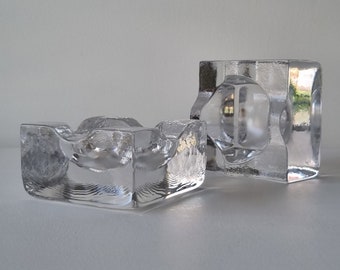 Bertil Vallien rompecabezas de vidrio de cubo de hielo/vidrio de arte escandinavo/Kosta Boda vidrio sueco 70s/escultura de vidrio de hielo vintage