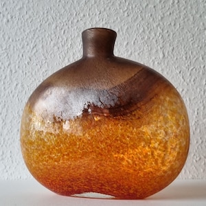 Vintage glass vase hand blown/ Antique glass vase/Amber art glass vase modern style/handmade glasswork