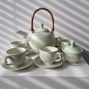 Vintage keramik kaffe- eller teservis / vintage studio keramik teservis för 6 personer / Ungersk konstkeramik /