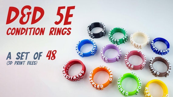 Set di 48 anelli di condizione D&D 5e file di stampa 3D STL