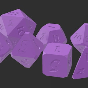 Puede incluir: Un conjunto de dados morados con diferentes números en cada cara. Los dados están hechos de un material suave y gomoso, ideal para juegos de mesa.