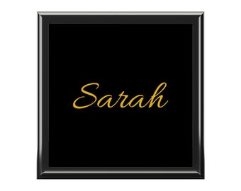 Gold Script Name Jewelry Box | Personalized Keepsake Box