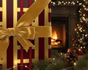 Luxury Golden Stripes on Red Burgundy Background