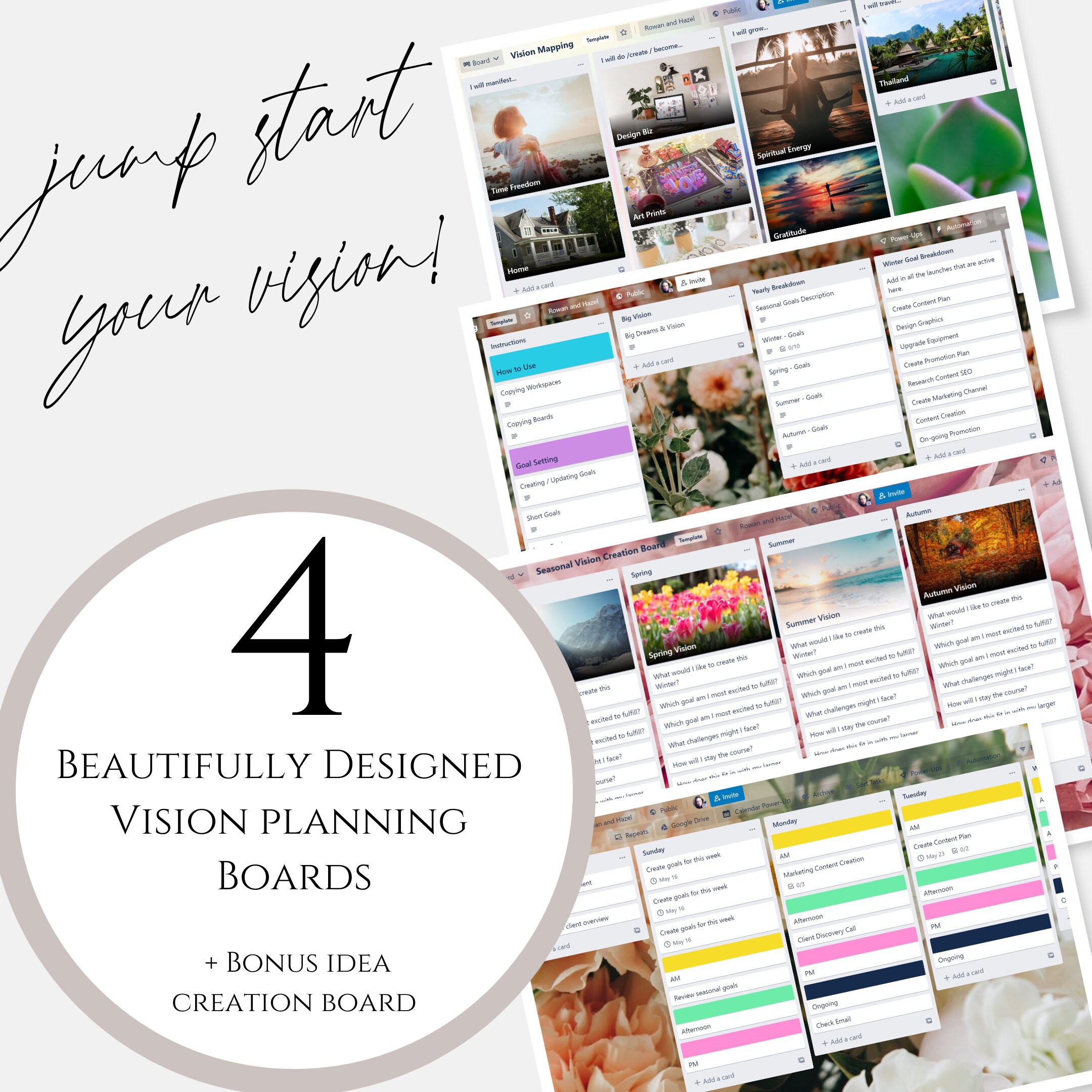 Trello Vision Board Planner Goal Creation and Setting Digital Planner