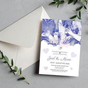15x20 Blaue Hmong Hochzeitseinladungsvorlage - Hmong Design, Hmong Digitale Karte, Hmong Druck, Hmong Einladungsvorlage