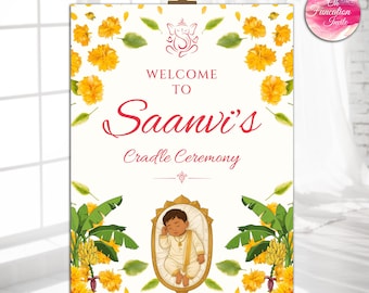 Baby Naming Ceremony, Welcome Sign, Cradle Ceremony Sign, Namkaran Sanskar, Noolukettu, Barasala, Thottil Uyyala, Indian Baby Welcome Board