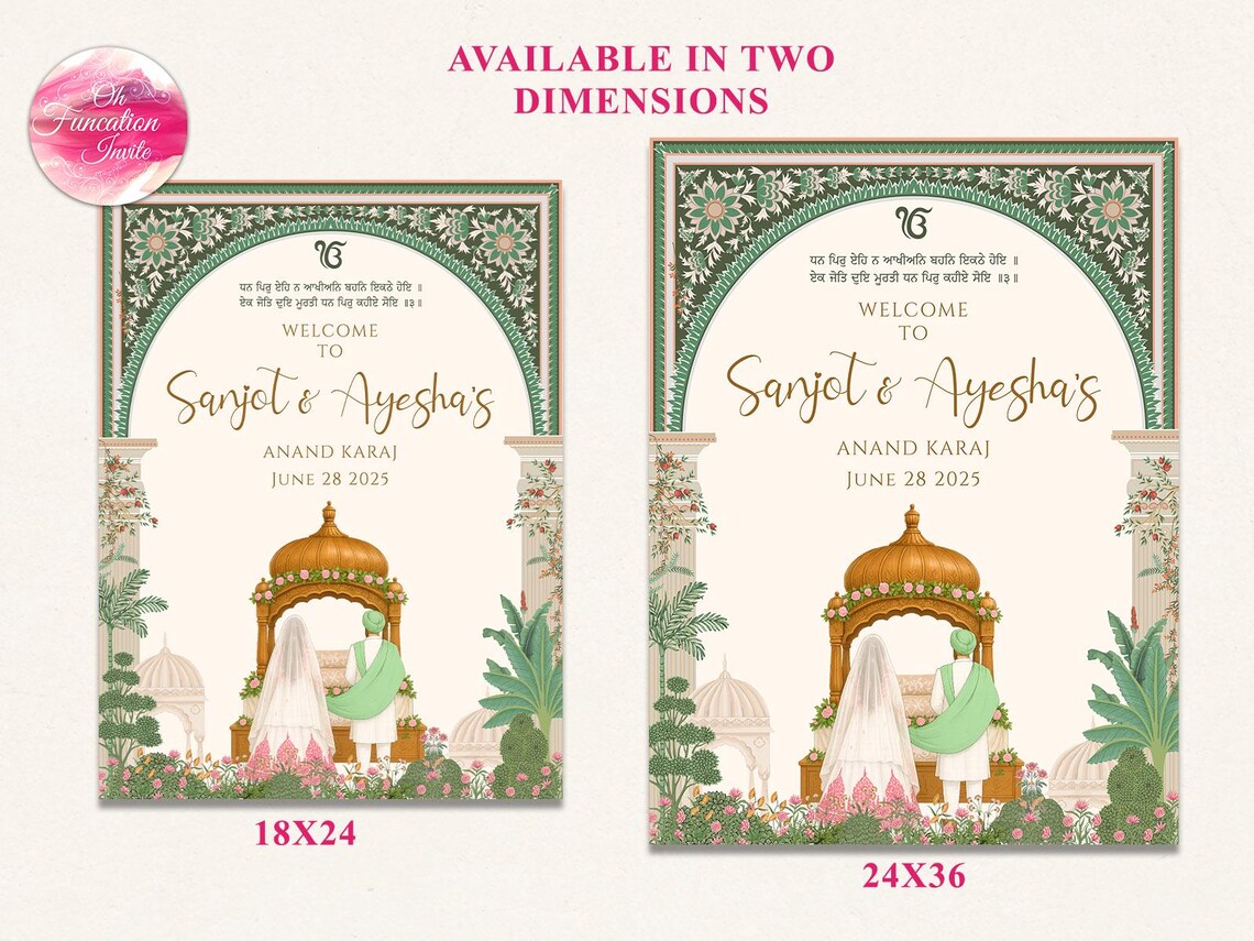 Sikh Wedding Welcome Sign, Anand Karaj Sign, Punjabi Wedding Sign ...