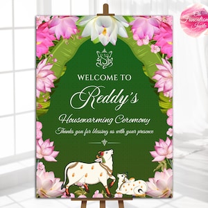 Housewarming Welcome Sign, Griha Pravesh Decor, Vastu Pooja Sign, Digital Download Indian Graha Pravesh, Welcome Sign, Traditional home