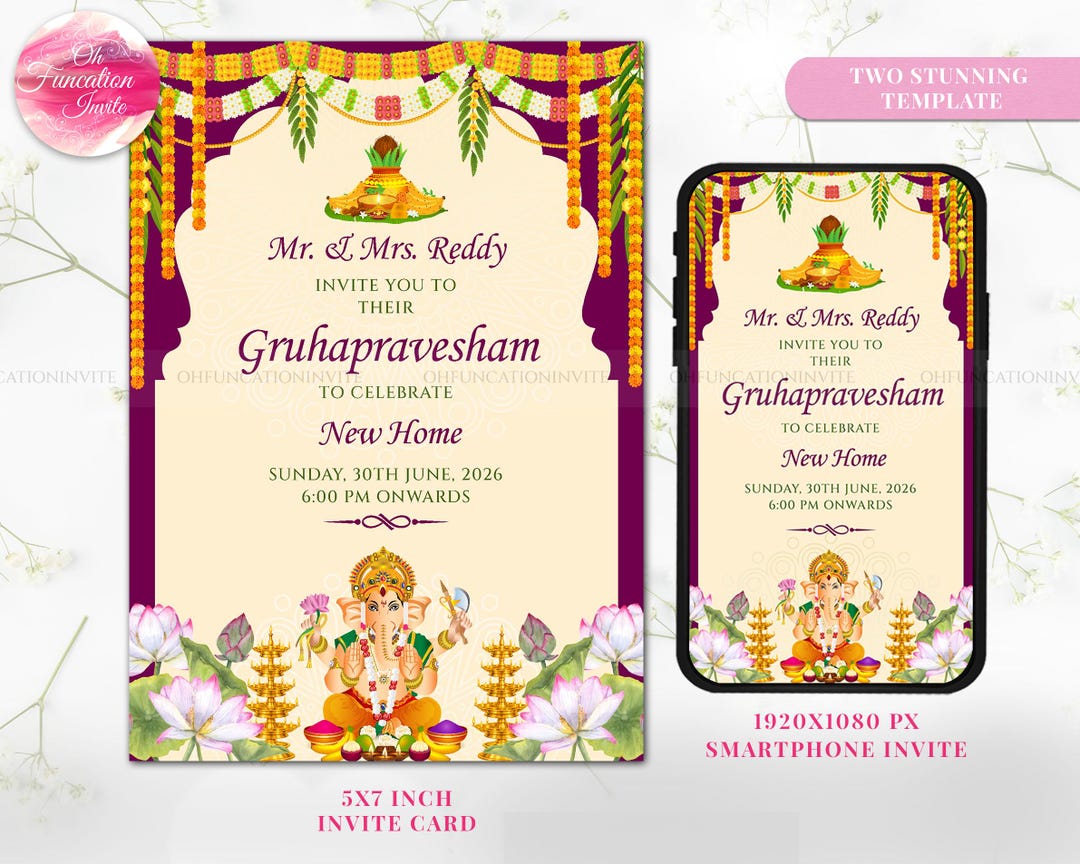Indian Housewarming Invite & Housewarming Invitation, Griha Pravesh ...