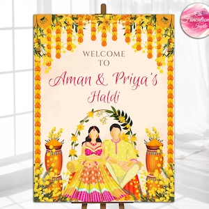 Welcome Holud signs Welcome to Haldi Sign, Wedding Haldi decor & Haldi Welcome sign, Haldi posters as Haldi decoration as Pithi welcome sign