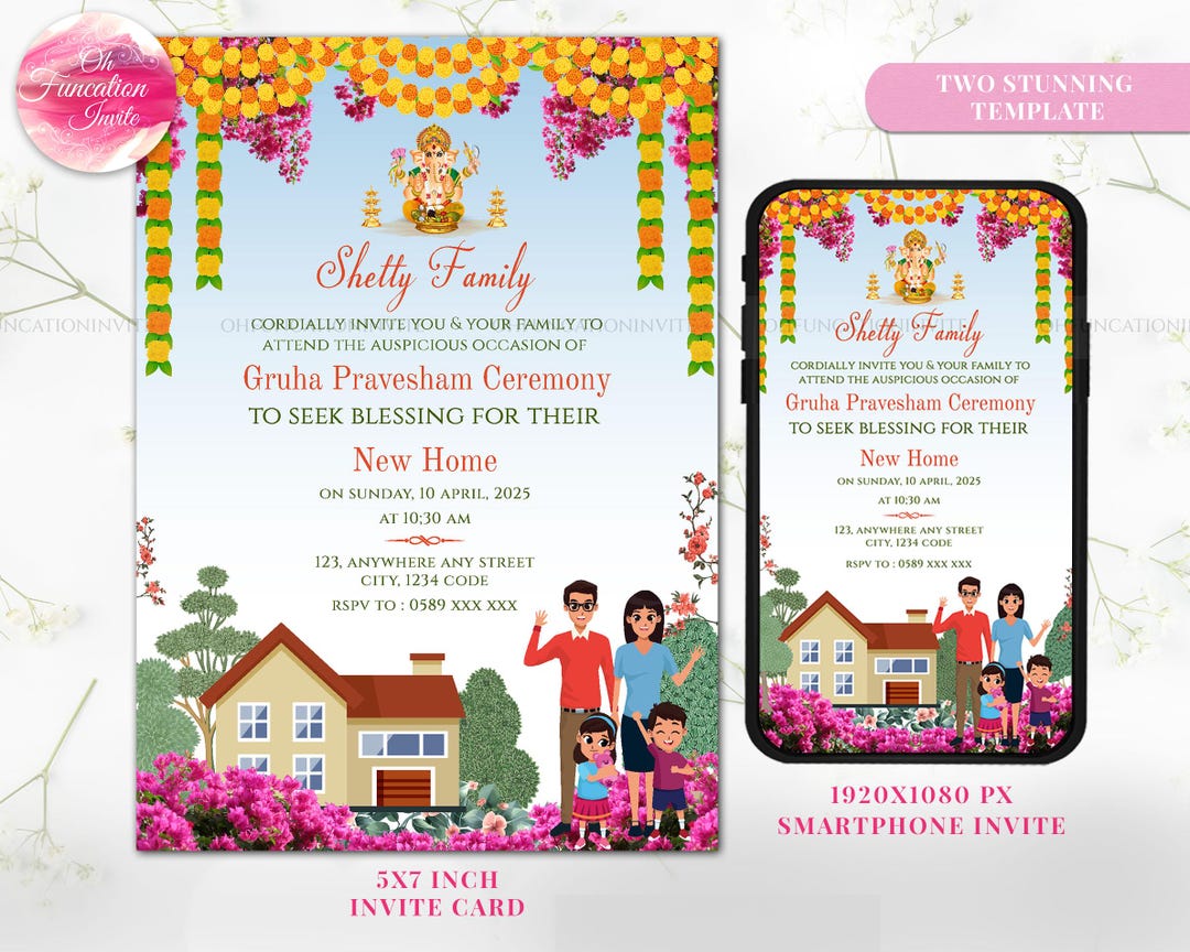 Digital Gruhapravesam Invite Indian Housewarming Invitation ...