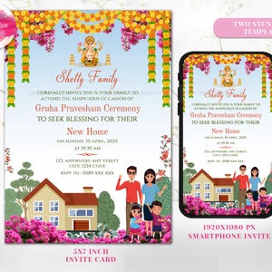 Digitale Gruhapravesam-uitnodiging Indiase housewarming-uitnodiging, Grihapravesh-uitnodiging als Tamil housewarming-uitnodiging Telugu, Gruhapravesham-uitnodiging