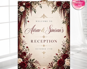 Indian Reception sign & Indian Wedding Reception sign, Indian Reception Welcome signs as Welcome to Reception sign, Indian Reception signage