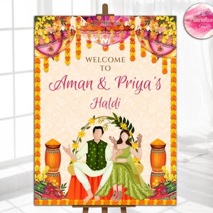 Haldi poster Welcome Haldi Sign, Wedding Haldi decor & Welcome to Haldi signs, Welcome Holud Sign as Haldi decoration as Pithi welcome sign