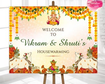 Indian Housewarming Welcome Sign, Ethnic Fusion Decor (Digital Download)