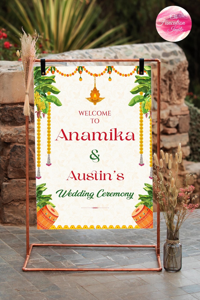 Indian Wedding Welcome Sign Template , Editable Printable Welcome Board ...