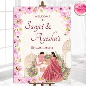 Engagement Welcome Sign, Ring Ceremony Sign, Roka Welcome Sign, Indian Engagement Sign, Printable Wedding Sign, Indian Roka Ceremony Sign