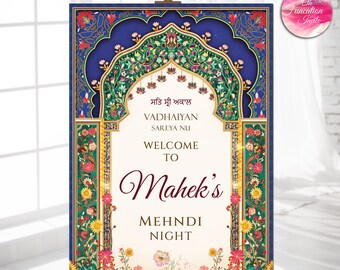 Personalized Roka Welcome Sign, Punjabi Sikh Hindu Wedding Welcome Board, Indian Engagement Sign, Chunni Ceremony Decor