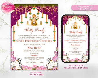 Invito digitale Gruhapravesam Invito per l'inaugurazione della casa come invito per l'inaugurazione della casa tamil Telugu, invito indiano Grihapravesh Invito per Gruhapravesham