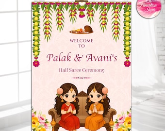 Editable Half Saree Ceremony Invitation | Puberty Function Digital Download | Padavai Dhavani Celebration Invite | Download Half Saree